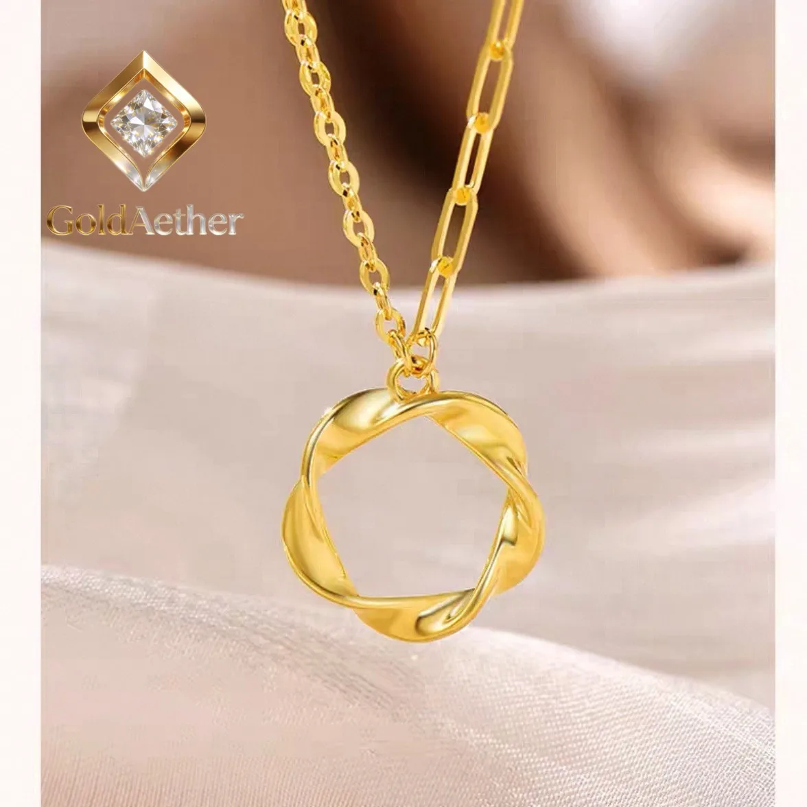 GoldAether Luxury 24K 9999 Pure Gold real gold Women's Mobius Necklace Light Luxury Geometric Round Pendant Clavicle Chain
GoldAether Luxury 24K 9999 Pure Gold real gold Women's Mobius Necklace Light Luxury Geometric Round Pendant Clavicle Chain