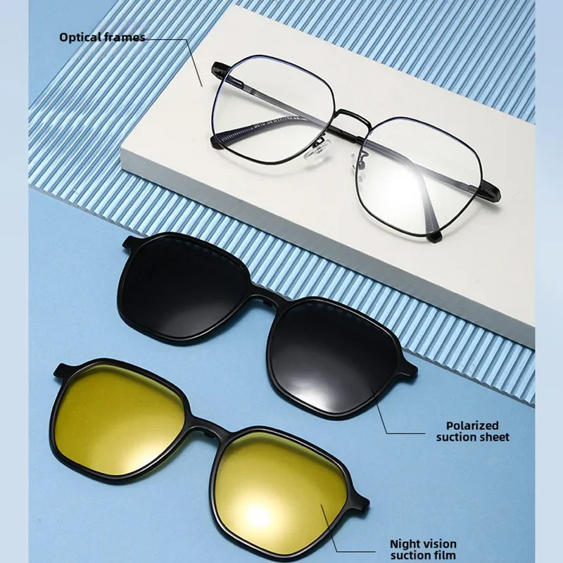 Irregular 3 IN 1 Metal Frame Polarizced Clips Sunglasses Magnetic On Glasses Legs Optical Eyeglass Magnet Anti Blue Light
Irregular 3 IN 1 Metal Frame Polarizced Clips Sunglasses Magnetic On Glasses Legs Optical Eyeglass Magnet Anti Blue Light