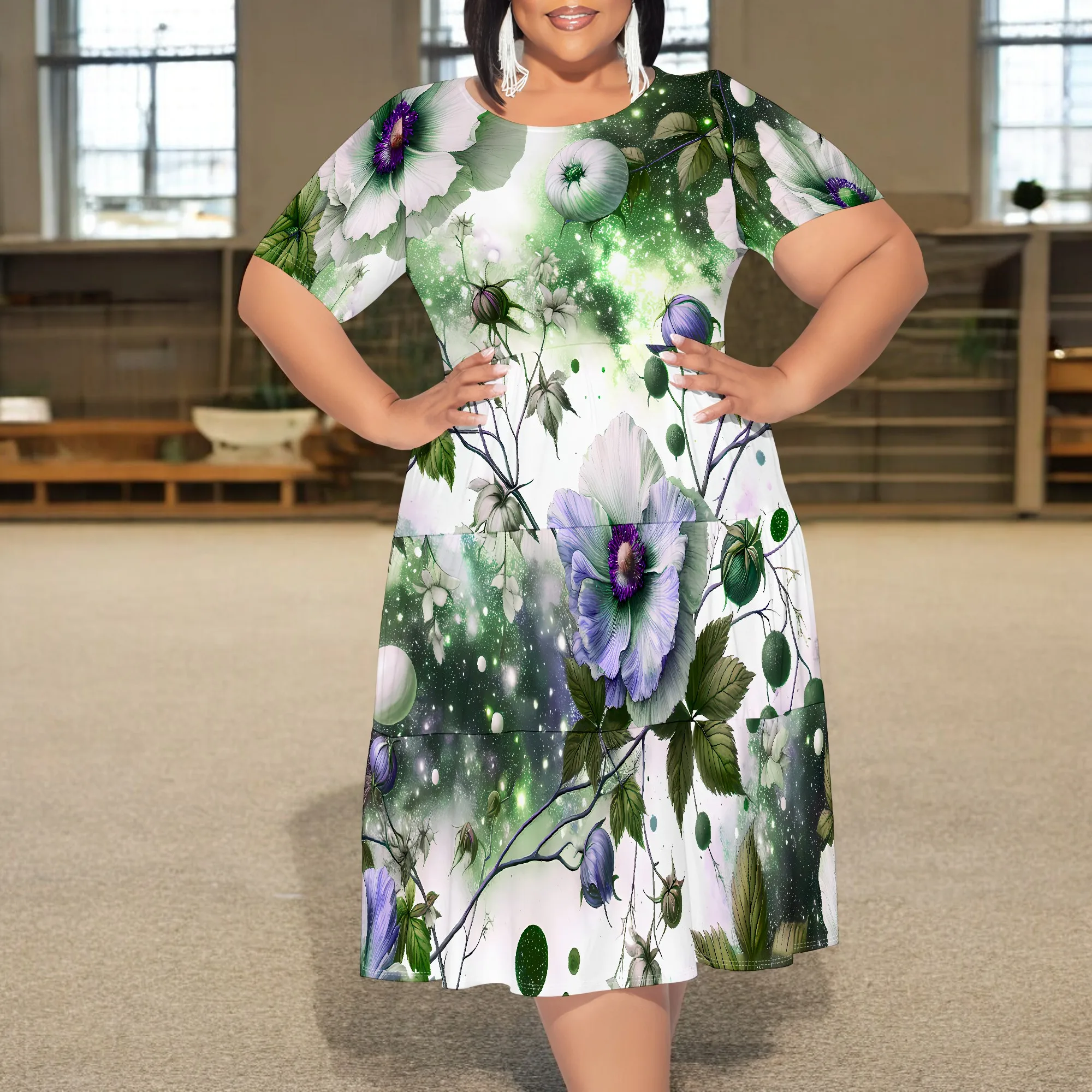 Plus Size Pullover Sexy Neck Short Sleeve Loose Long Dress for Women Fashion Printed Summer Beach Party Casual Maxi Dresses
Plus Size Pullover Sexy Neck Short Sleeve Loose Long Dress for Women Fashion Printed Summer Beach Party Casual Maxi Dresses