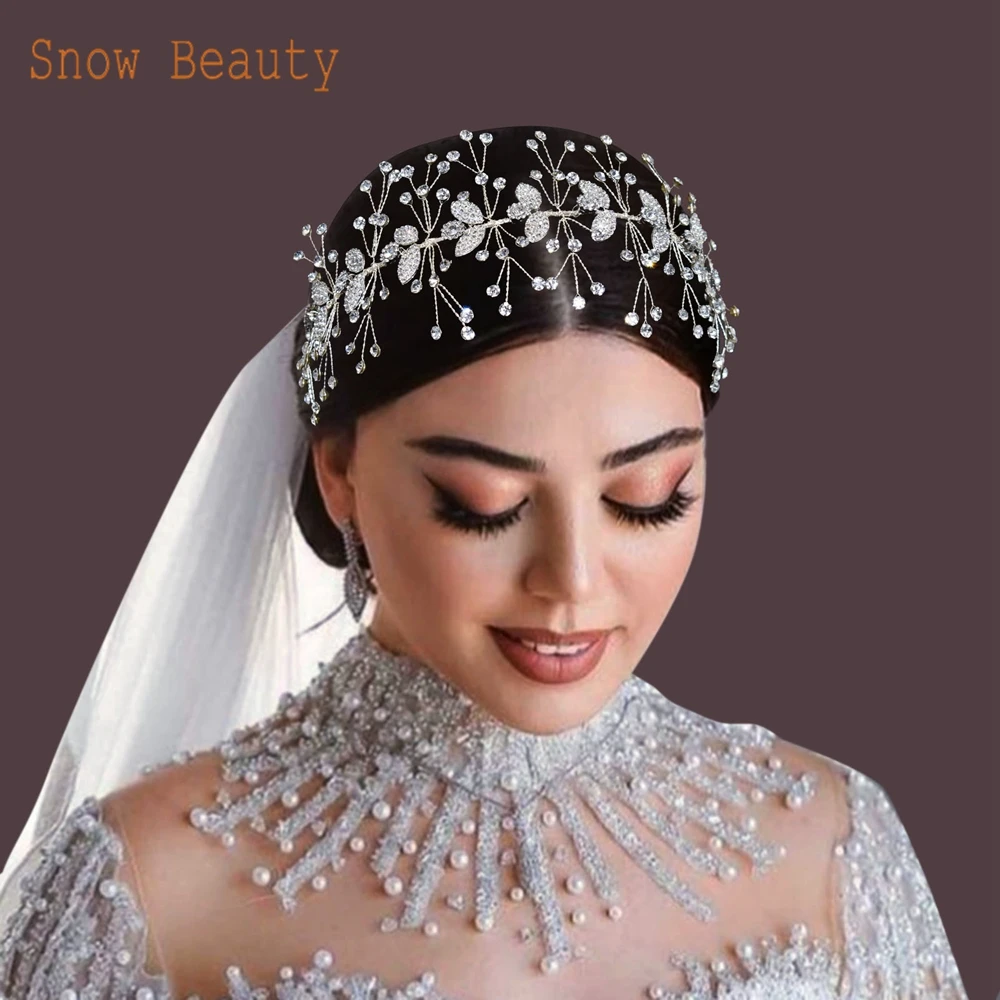 DZ013 Silver Crystal Bridal Tiara Rhinestone Wedding Hair Accessory Leaves Bride Crowns Party Headpiece for Bride Bridesmaid
DZ013 Silver Crystal Bridal Tiara Rhinestone Wedding Hair Accessory Leaves Bride Crowns Party Headpiece for Bride Bridesmaid