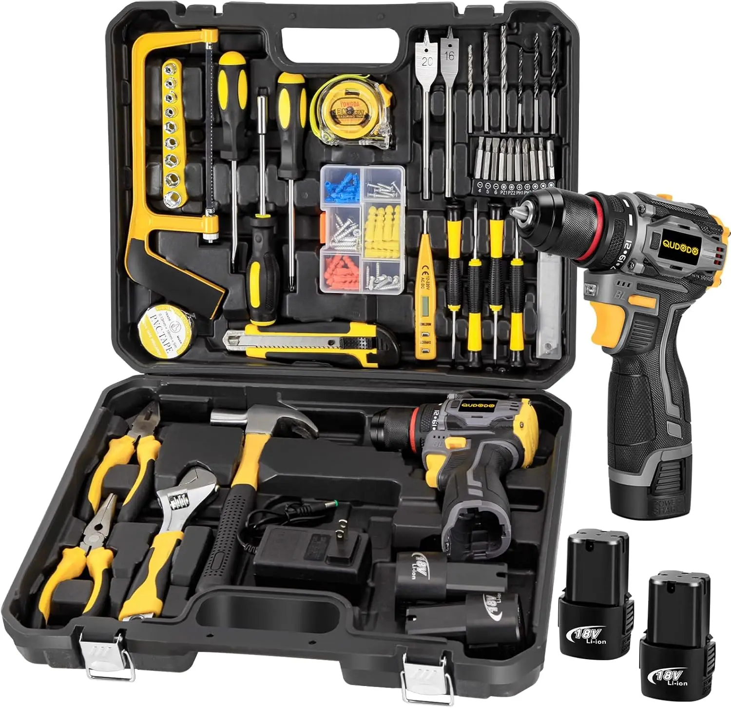 Brushless Compact Drill Tool Set, 120PCS 45N. m 18V Cordless Drill Kit with 2 Battery, Woman Household Tool Kit with Electric Dr
Brushless Compact Drill Tool Set, 120PCS 45N. m 18V Cordless Drill Kit with 2 Battery, Woman Household Tool Kit with Electric Dr