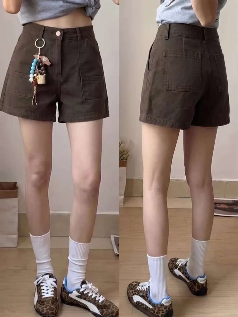 High Waist Retro Brown Denim Workwear Shorts Women's Summer 2026 Slim Straight A-Line Hot Pants Soft Denim Non-Stretch
High Waist Retro Brown Denim Workwear Shorts Women's Summer 2026 Slim Straight A-Line Hot Pants Soft Denim Non-Stretch