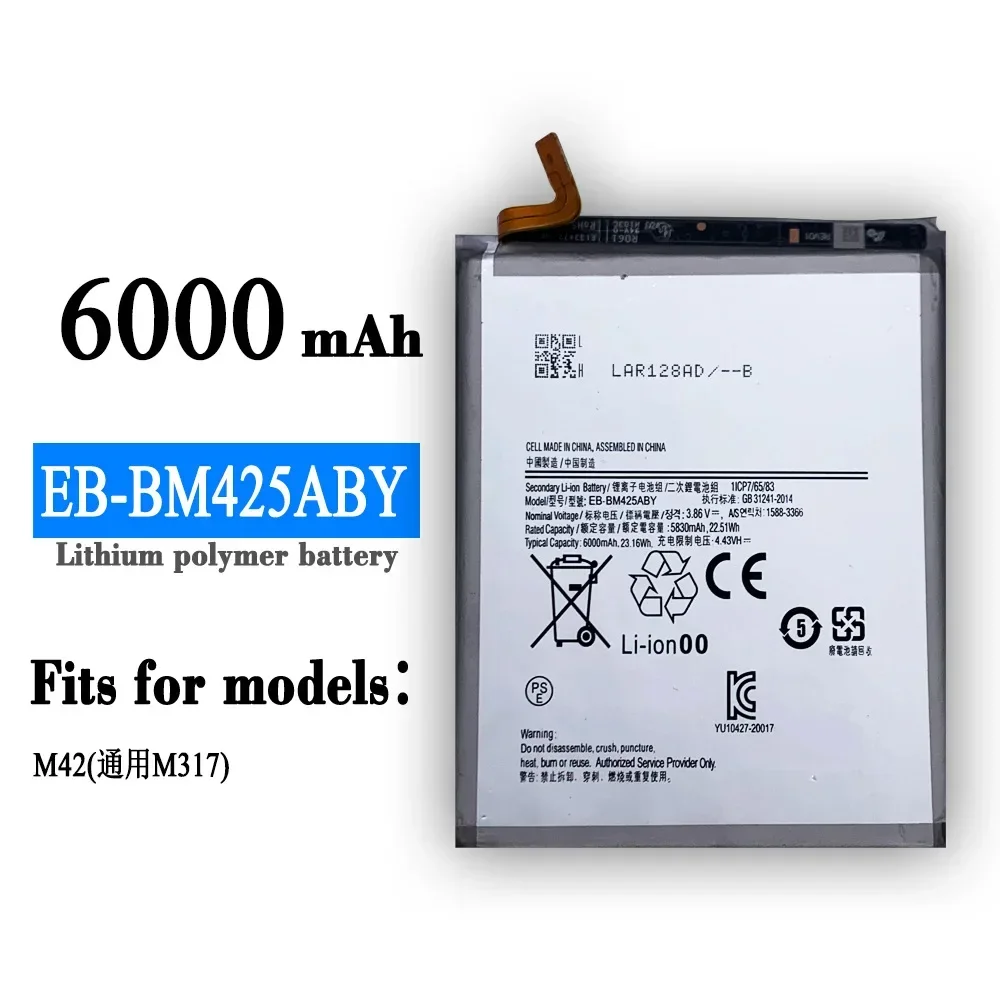 Сменная батарея EB-BM425ABY для телефона SAMSUNG Galaxy M42 5G, перезаряжаемые внутренние литиевые батареи + бесплатные инструменты
Сменная батарея EB-BM425ABY для телефона SAMSUNG Galaxy M42 5G, перезаряжаемые внутренние литиевые батареи + бесплатные инструменты