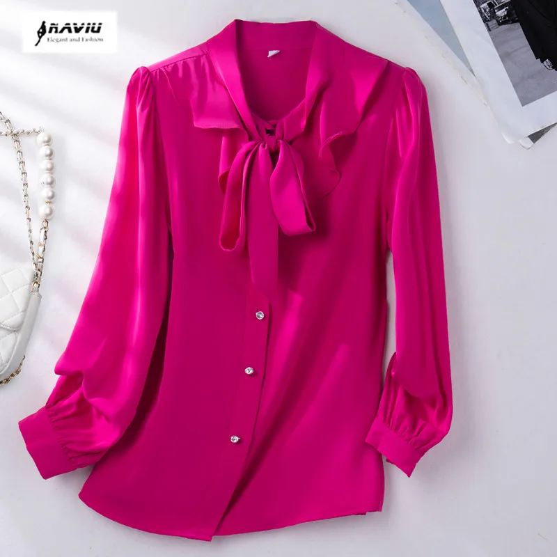 NAVIU Women's Elegant Ruffle Bow Lace Up Sweet Chic Shirts 2024 Spring Autumn Korean Fashion Long Sleeve Slim Top Blouse Blusas
NAVIU Women's Elegant Ruffle Bow Lace Up Sweet Chic Shirts 2024 Spring Autumn Korean Fashion Long Sleeve Slim Top Blouse Blusas