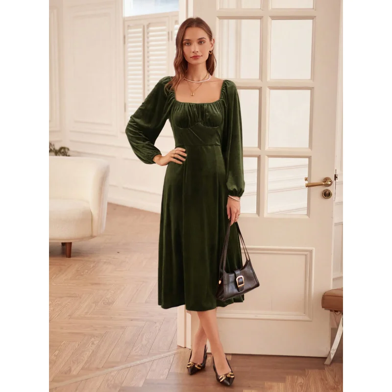 YQ1-Women's Autumn and Winter New French Retro Slim Fit Square Neck DressALong Sleeve Velvet Dress
YQ1-Women's Autumn and Winter New French Retro Slim Fit Square Neck DressALong Sleeve Velvet Dress