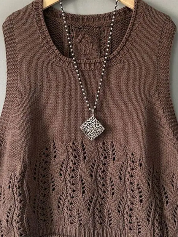 Women's Knitted Short Casual round Neck Vest Hollow Design Pure Color Spring Autumn New Style Knitted Shoulder Pad Jacket
Women's Knitted Short Casual round Neck Vest Hollow Design Pure Color Spring Autumn New Style Knitted Shoulder Pad Jacket