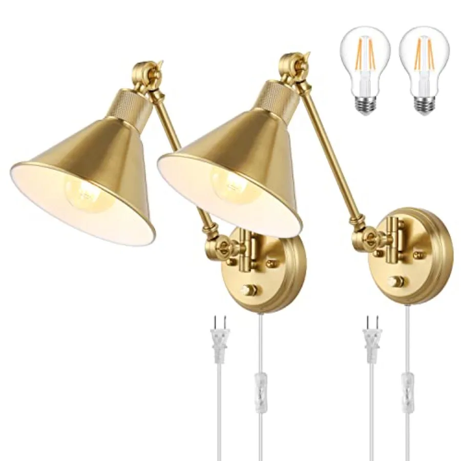 Wall Sconce Plug in, Dimmable Wall Sconces Set of 2 Wall Lights with Plug in Cord and Dimmer On/Off Knob Switch, Brushed Brass
Wall Sconce Plug in, Dimmable Wall Sconces Set of 2 Wall Lights with Plug in Cord and Dimmer On/Off Knob Switch, Brushed Brass