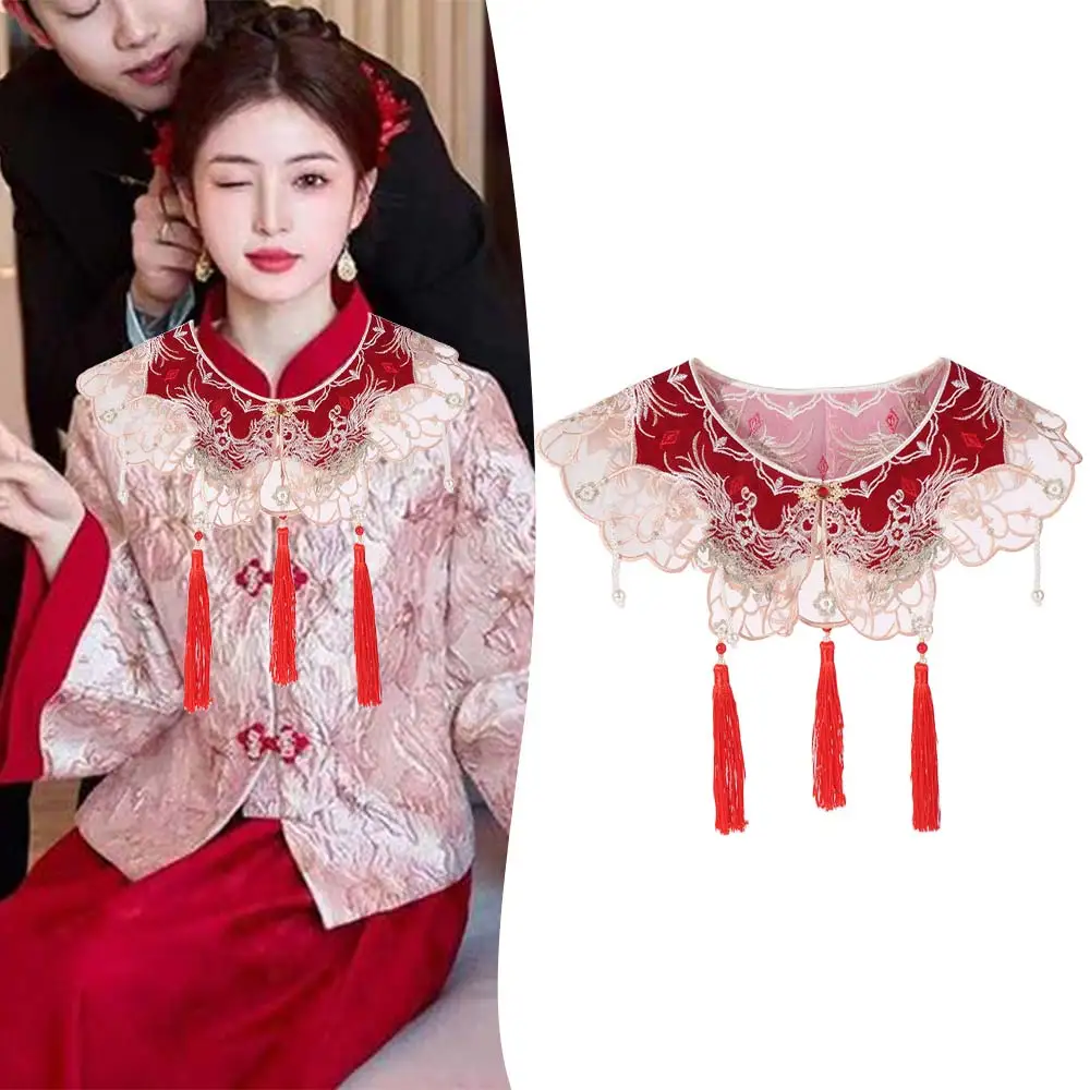 Vintage Chinese Style Hanfu Collar Detachable Embroidered Hanfu Shoulder Collar Tassels Pearls Cheongsam Shawl for Women/Girls
Vintage Chinese Style Hanfu Collar Detachable Embroidered Hanfu Shoulder Collar Tassels Pearls Cheongsam Shawl for Women/Girls