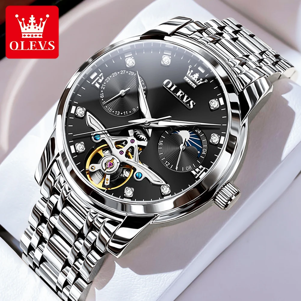 OLEVS Brand New Luxury Tourbillon Mechanical Watch for Men Stainless Steel Waterproof Fashion Moon Phase Watches Mens Relogio
OLEVS Brand New Luxury Tourbillon Mechanical Watch for Men Stainless Steel Waterproof Fashion Moon Phase Watches Mens Relogio
