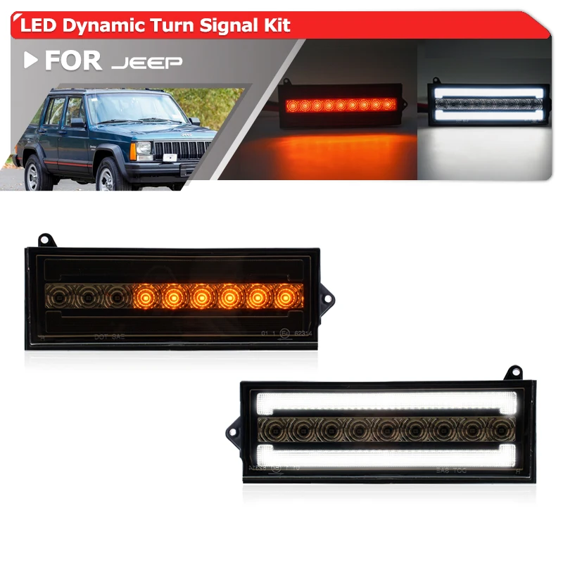 Smoked Front Turn Signals For Jeep Cherokee XJ 1984-1996 Wagoneer Comanche MJ LED Bumper Dynamic Turn Signal&Parking DRL Lights
Smoked Front Turn Signals For Jeep Cherokee XJ 1984-1996 Wagoneer Comanche MJ LED Bumper Dynamic Turn Signal&Parking DRL Lights