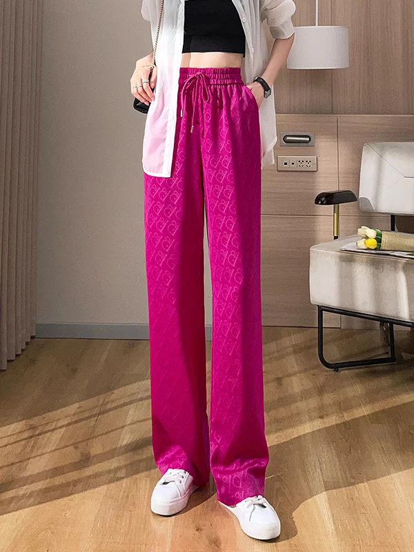 Dragon Fruit Color Wide Leg Pants Women's Spring Summer Thin High Waist Drapey Ice Silk Casual Sporty Trousers
Dragon Fruit Color Wide Leg Pants Women's Spring Summer Thin High Waist Drapey Ice Silk Casual Sporty Trousers