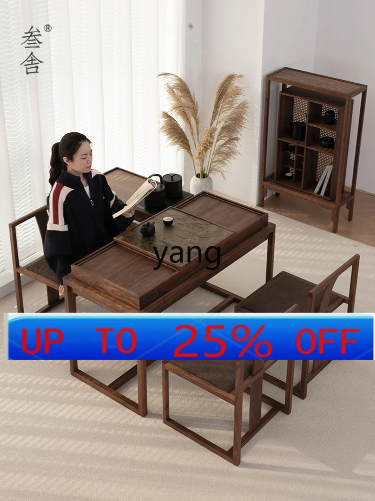LMM black walnut with storage function small apartment household simple balcony tea table and chair combination
LMM black walnut with storage function small apartment household simple balcony tea table and chair combination