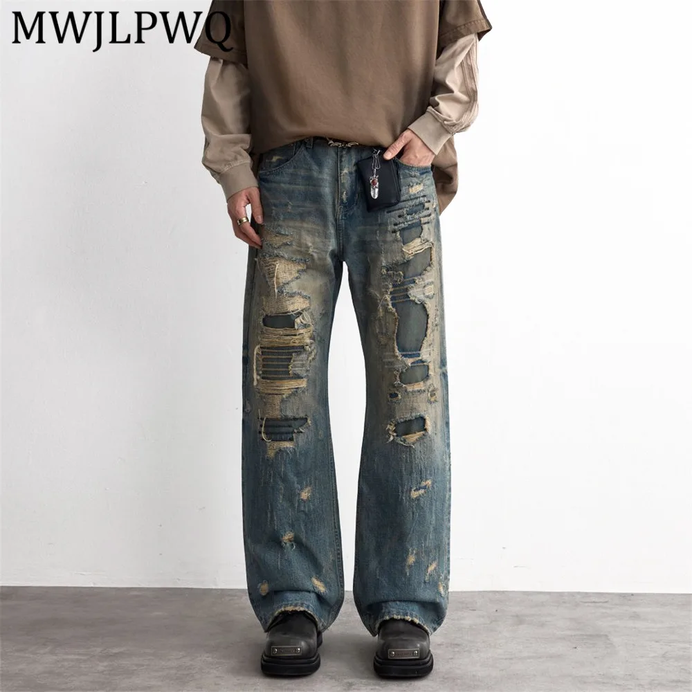 MWJLPWQ Punk Retro Ripped Patched Denim Pants For Men High Street Trendy Niche Loose Fit Distressed Wash Straight Trousers 16194
MWJLPWQ Punk Retro Ripped Patched Denim Pants For Men High Street Trendy Niche Loose Fit Distressed Wash Straight Trousers 16194