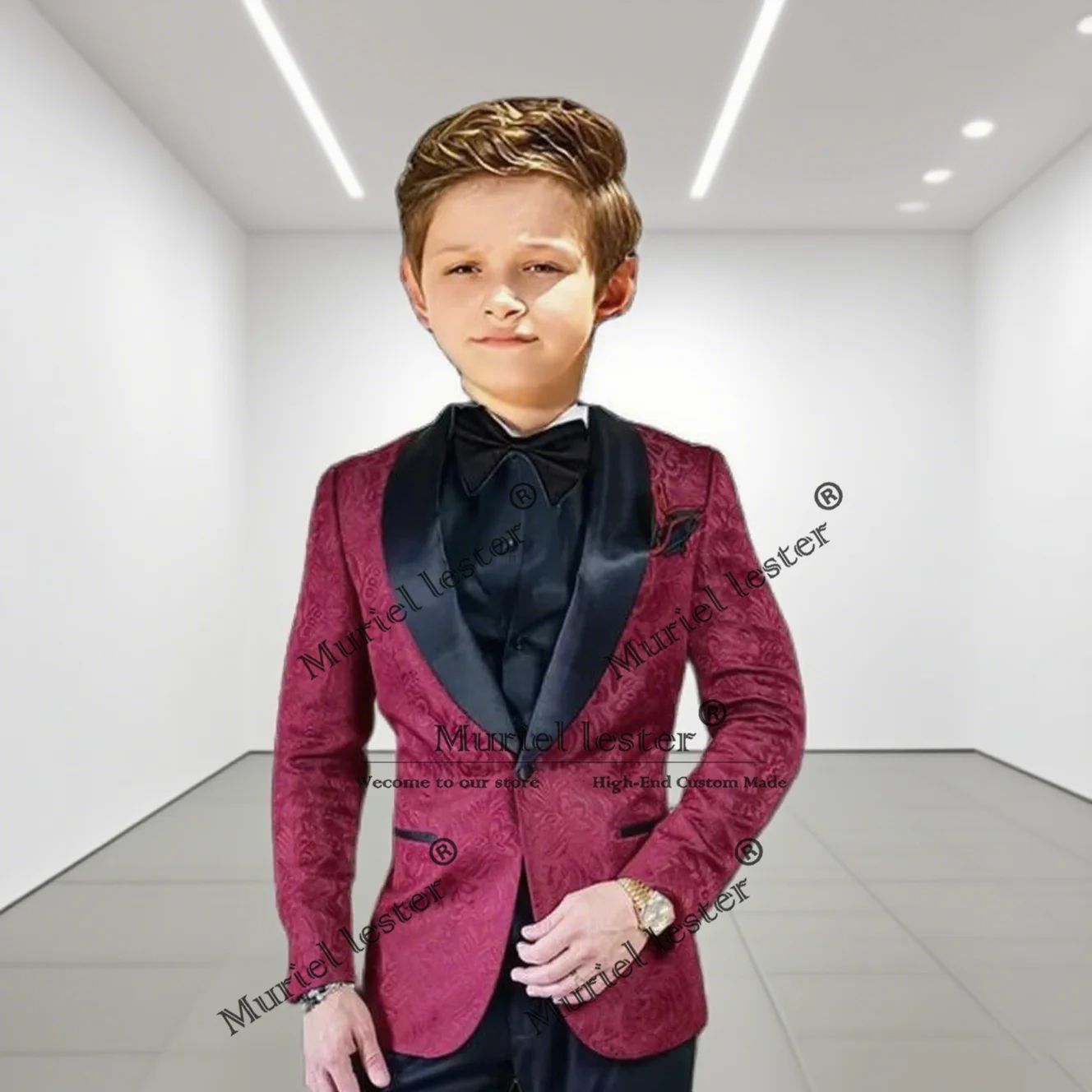 Boy's Suits For Wedding Burgundy Black Lapel Jacquard Blazer Pants 2 Pieces Formal Children Birthday Party Dress Customized 2025
Boy's Suits For Wedding Burgundy Black Lapel Jacquard Blazer Pants 2 Pieces Formal Children Birthday Party Dress Customized 2025