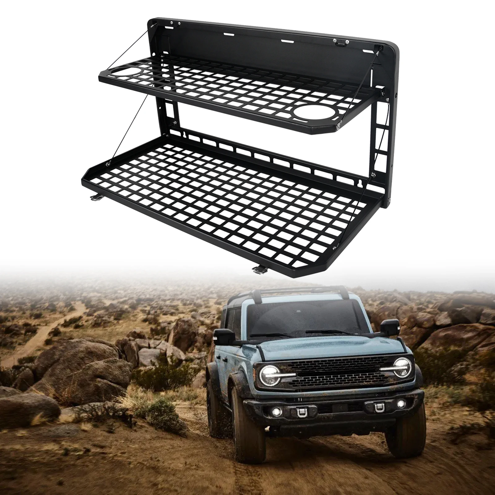 For Ford Bronco 4/2-Door 2021-2025 Tailgate Table, Foldable Double-Layer MOLLE Panel Cargo Shelf Car Trunk Storage Workbench
For Ford Bronco 4/2-Door 2021-2025 Tailgate Table, Foldable Double-Layer MOLLE Panel Cargo Shelf Car Trunk Storage Workbench