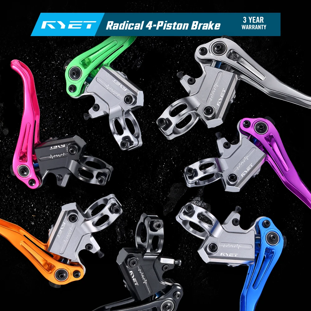 RYET M4 Hydraulic Brake 4 Piston Caliper Mountain Bike Accessories for MTB XC/Trail/Enduro/DH W/200-180mm Rotors & Mineral Oil
RYET M4 Hydraulic Brake 4 Piston Caliper Mountain Bike Accessories for MTB XC/Trail/Enduro/DH W/200-180mm Rotors & Mineral Oil
