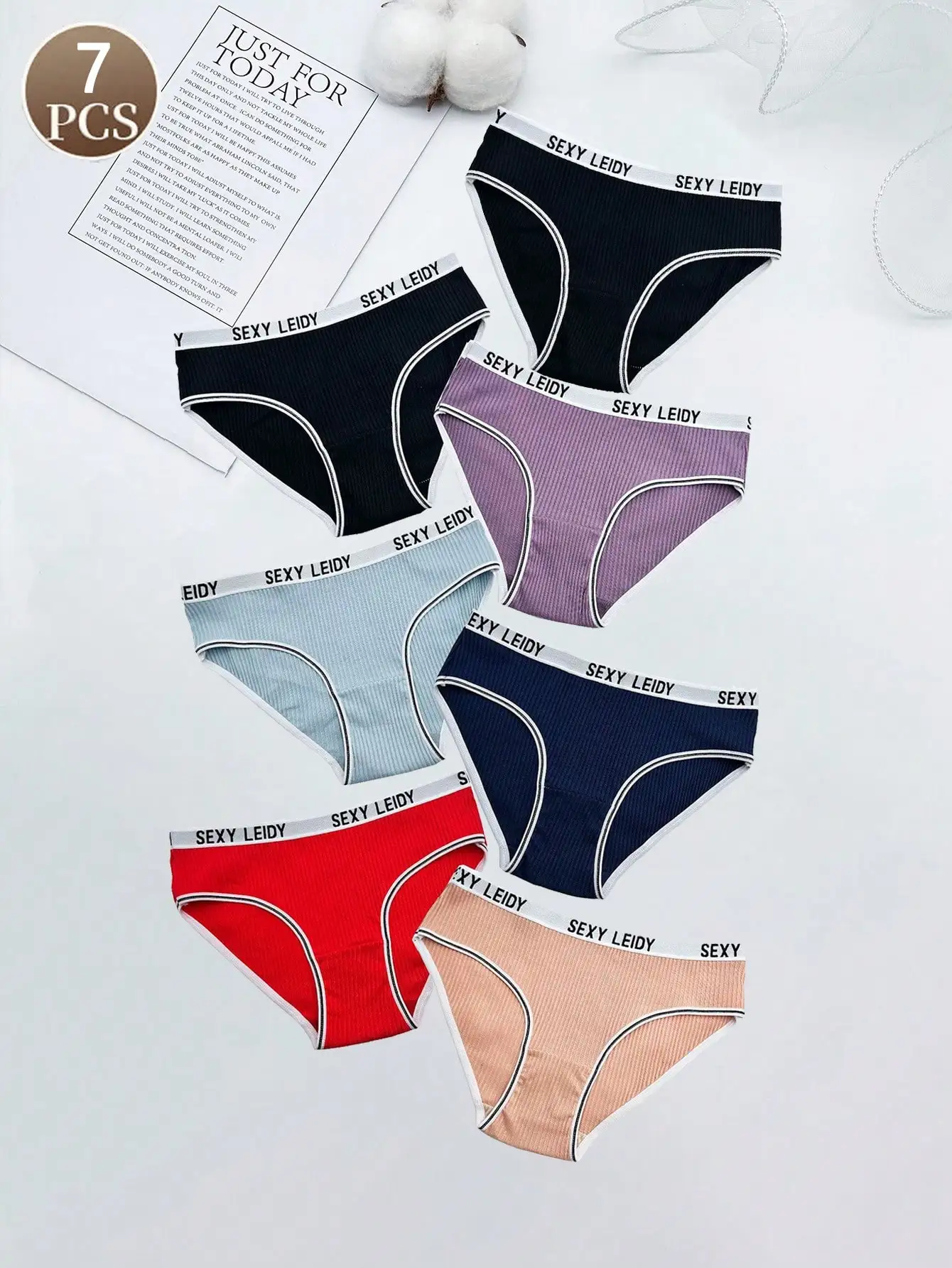 7PCS Letter Screw Mid-waist Women's Cotton Panties, One-toned Breathable Comfortable Traceless High-elastic Mid-waist
7PCS Letter Screw Mid-waist Women's Cotton Panties, One-toned Breathable Comfortable Traceless High-elastic Mid-waist