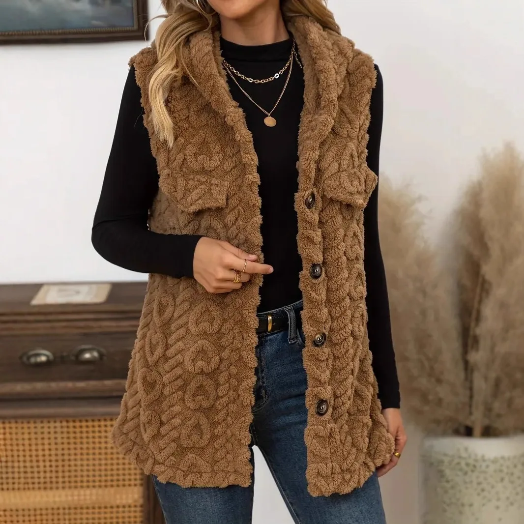 New Women S Double Sided Quilted Texture Plush Fabric Sleeveless Hooded Jacket
New Women S Double Sided Quilted Texture Plush Fabric Sleeveless Hooded Jacket