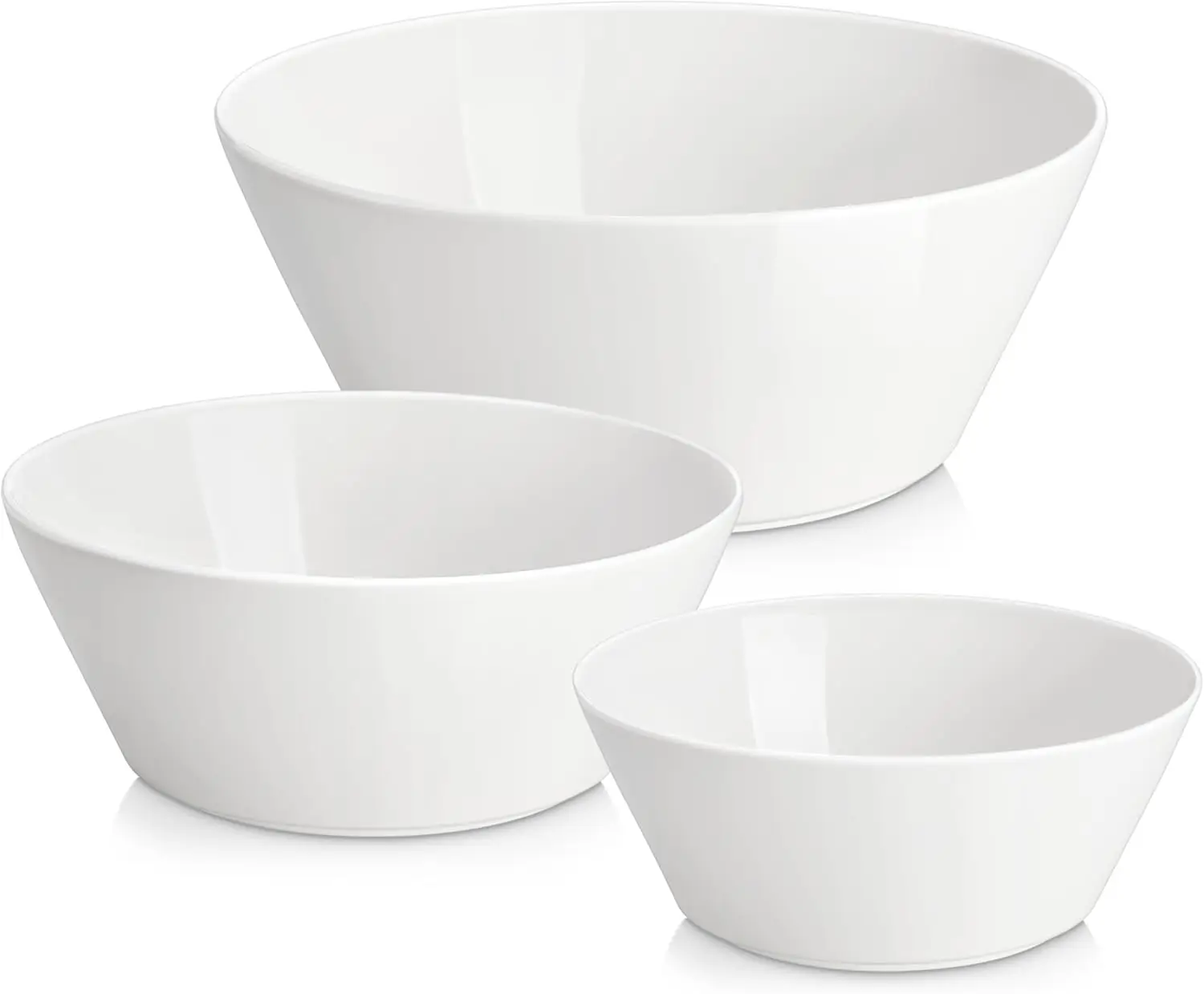 3-Piece Ceramic Mixing Bowls Set, 105/60/35 oz, Microwave & Dishwasher Safe, White
3-Piece Ceramic Mixing Bowls Set, 105/60/35 oz, Microwave & Dishwasher Safe, White