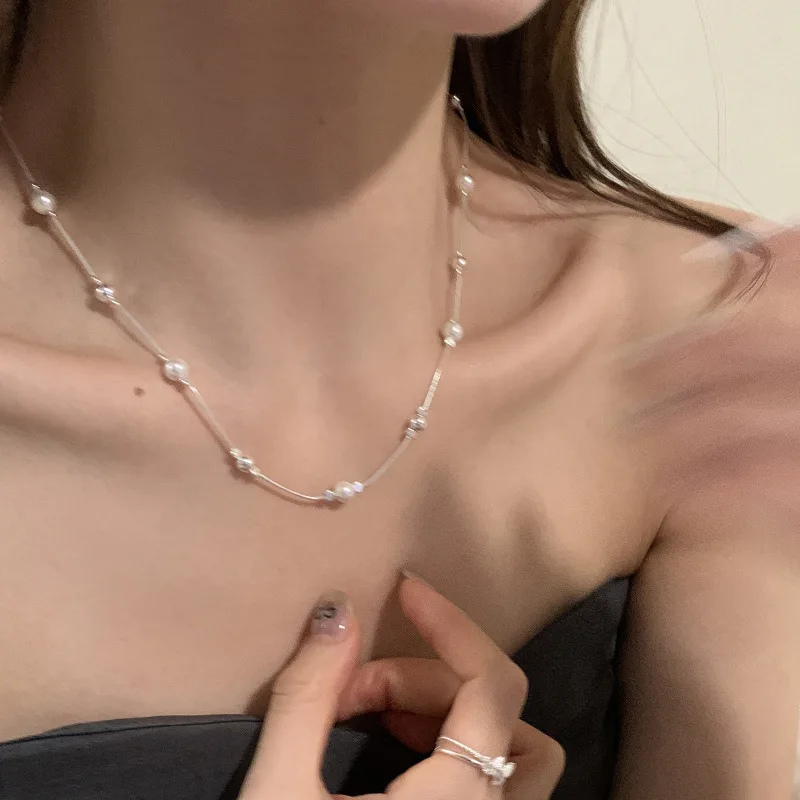 PANJBJ 925 Sterling Silver Pearl Geometry Necklace for Women Girl Design Trend Handmade Accessories Jewelry Gift Dropshipping
PANJBJ 925 Sterling Silver Pearl Geometry Necklace for Women Girl Design Trend Handmade Accessories Jewelry Gift Dropshipping
