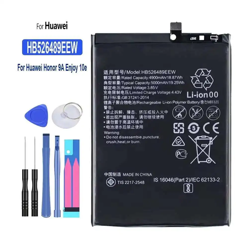 Легкий аккумулятор мобильного телефона HB526489EEW для Huawei Honor 9A Changwan 9A Enjoy 10e 5000 мАч
Легкий аккумулятор мобильного телефона HB526489EEW для Huawei Honor 9A Changwan 9A Enjoy 10e 5000 мАч