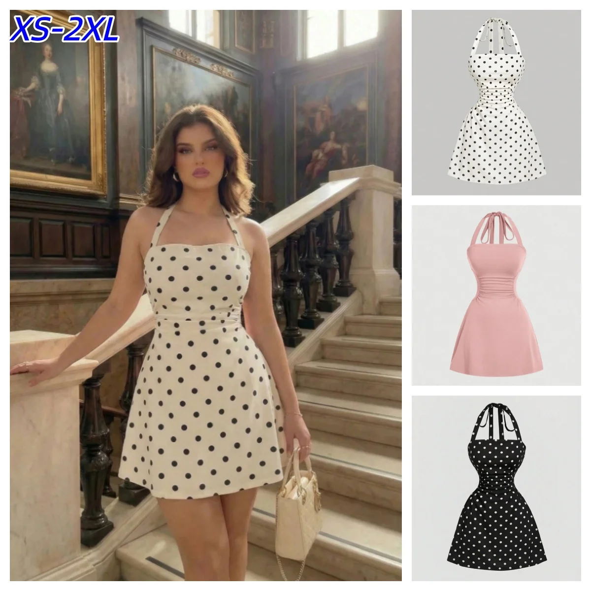 Y2K Elegant Polka Dot Print Mini Chic Dress for Women Gathered Skirt Round Neck Sleeveless Midi Stylish Commute Retro Dresses
Y2K Elegant Polka Dot Print Mini Chic Dress for Women Gathered Skirt Round Neck Sleeveless Midi Stylish Commute Retro Dresses