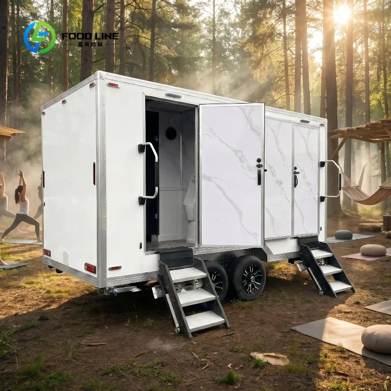 US Market Two-compartment mobile toilet Trailer toilet with VIN number for outdoor concert rentals
US Market Two-compartment mobile toilet Trailer toilet with VIN number for outdoor concert rentals