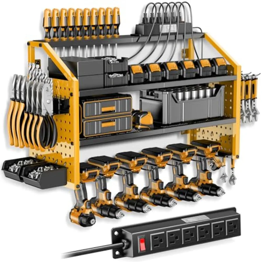 Power Tool Organizer With Charging StationPatented Heavy Duty Steel 6 Drilling Rig Sizes With Hooks And Screw Boxes 6 sockets E
Power Tool Organizer With Charging StationPatented Heavy Duty Steel 6 Drilling Rig Sizes With Hooks And Screw Boxes 6 sockets E