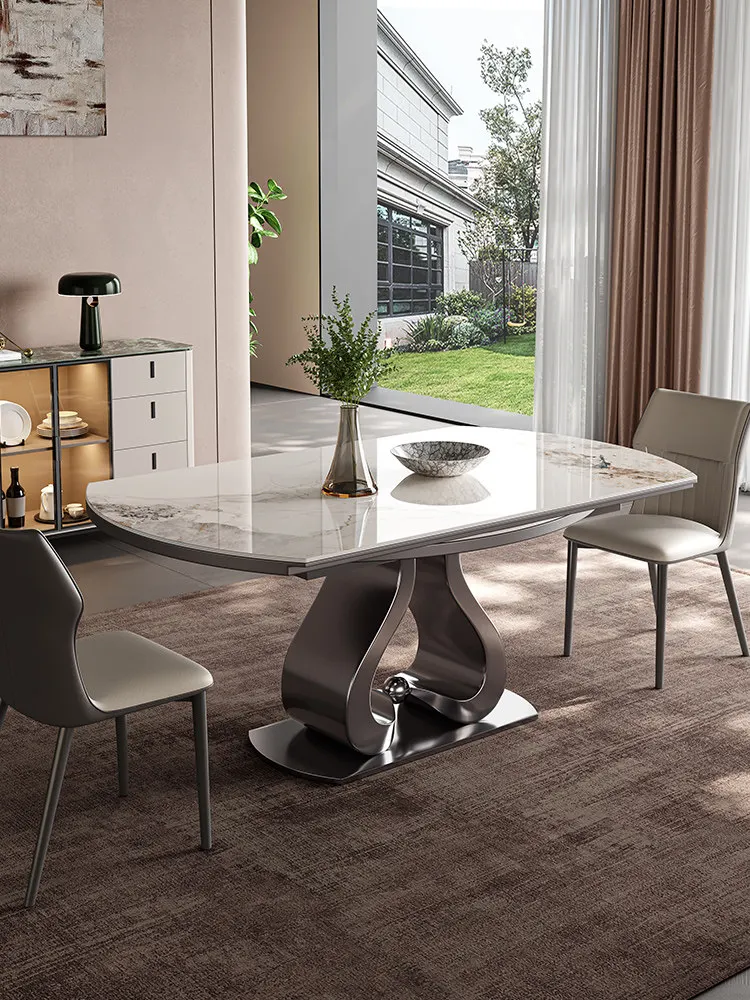 Round dining table rock slab retractable folding square and round dual-purpose modern light luxury household
Round dining table rock slab retractable folding square and round dual-purpose modern light luxury household