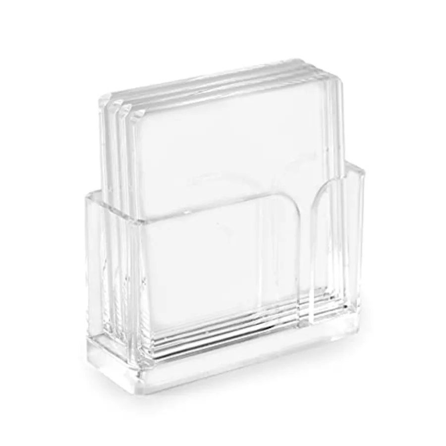 Clear 4" Square Coaster Set with Holder for Hot and Cold Beverages to Protect Coffee Table or Furniture
Clear 4" Square Coaster Set with Holder for Hot and Cold Beverages to Protect Coffee Table or Furniture