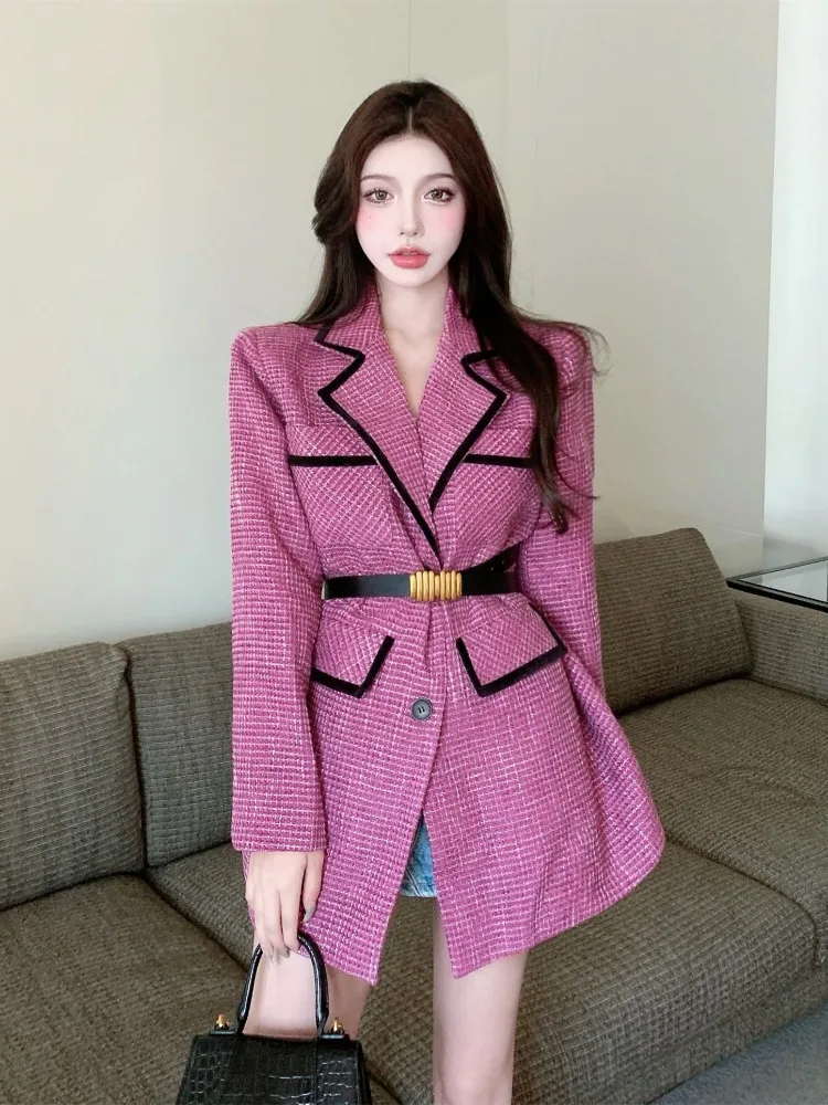 Autumn and Winter 2022 New Fashion Versatile Color Contrast Woven Suit Coat With Belt Loose Female Blazers
Autumn and Winter 2022 New Fashion Versatile Color Contrast Woven Suit Coat With Belt Loose Female Blazers