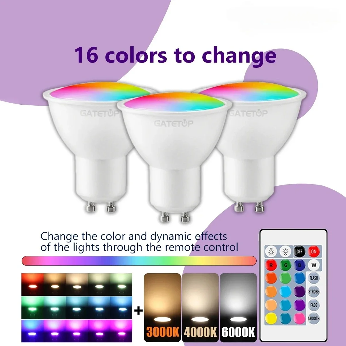1-10PCS GU10 6W RGB LED Spotlight Dimmable Color Changing Bulb 24 Key Remote Control 110V 220V for Bedroom Living Room Lighting
1-10PCS GU10 6W RGB LED Spotlight Dimmable Color Changing Bulb 24 Key Remote Control 110V 220V for Bedroom Living Room Lighting