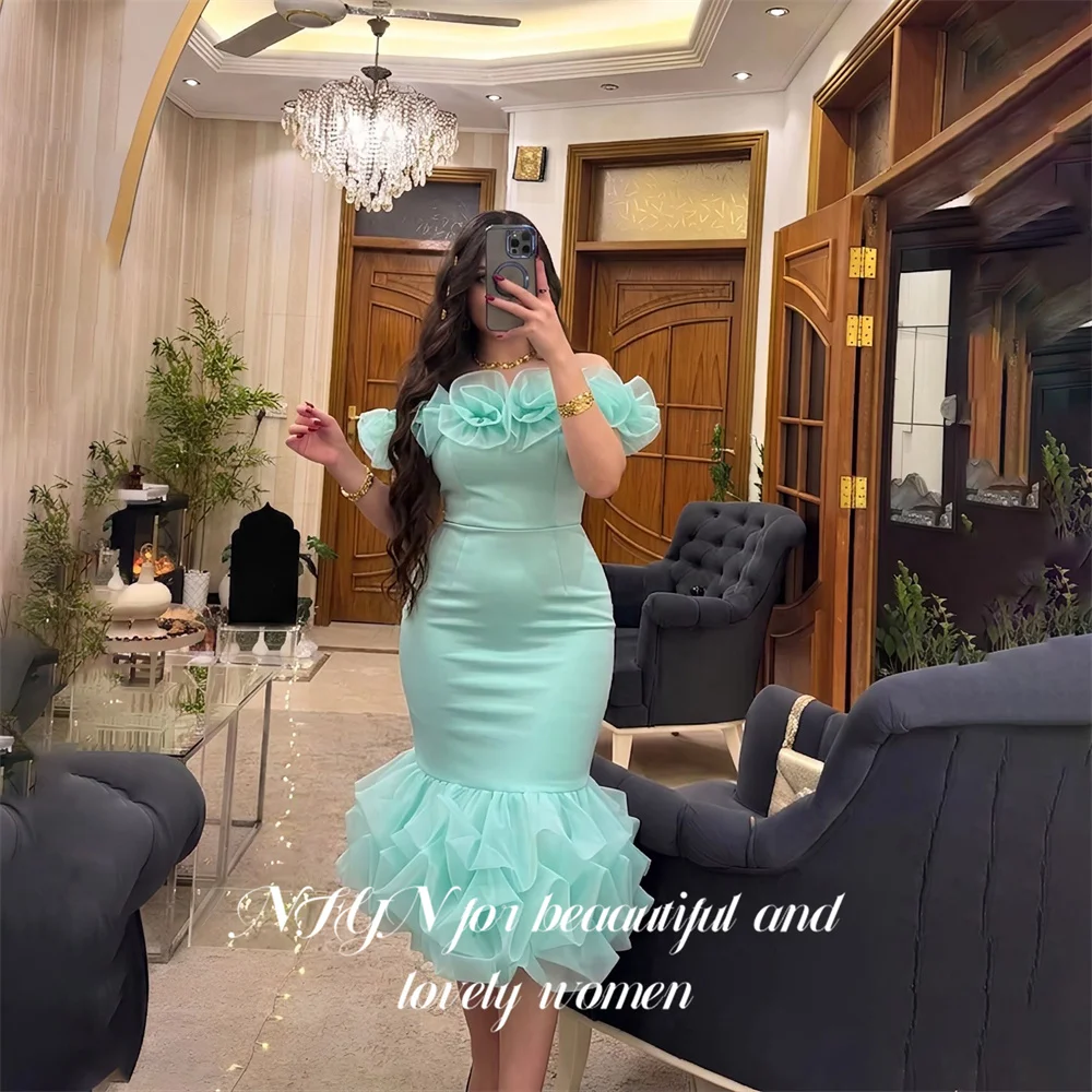 NFYN Mint Green Prom Dress Off the Shoulder Short Sleeve Celebrity Dresses Knee Lenght Women's Evening Dress for Gala Customized
NFYN Mint Green Prom Dress Off the Shoulder Short Sleeve Celebrity Dresses Knee Lenght Women's Evening Dress for Gala Customized