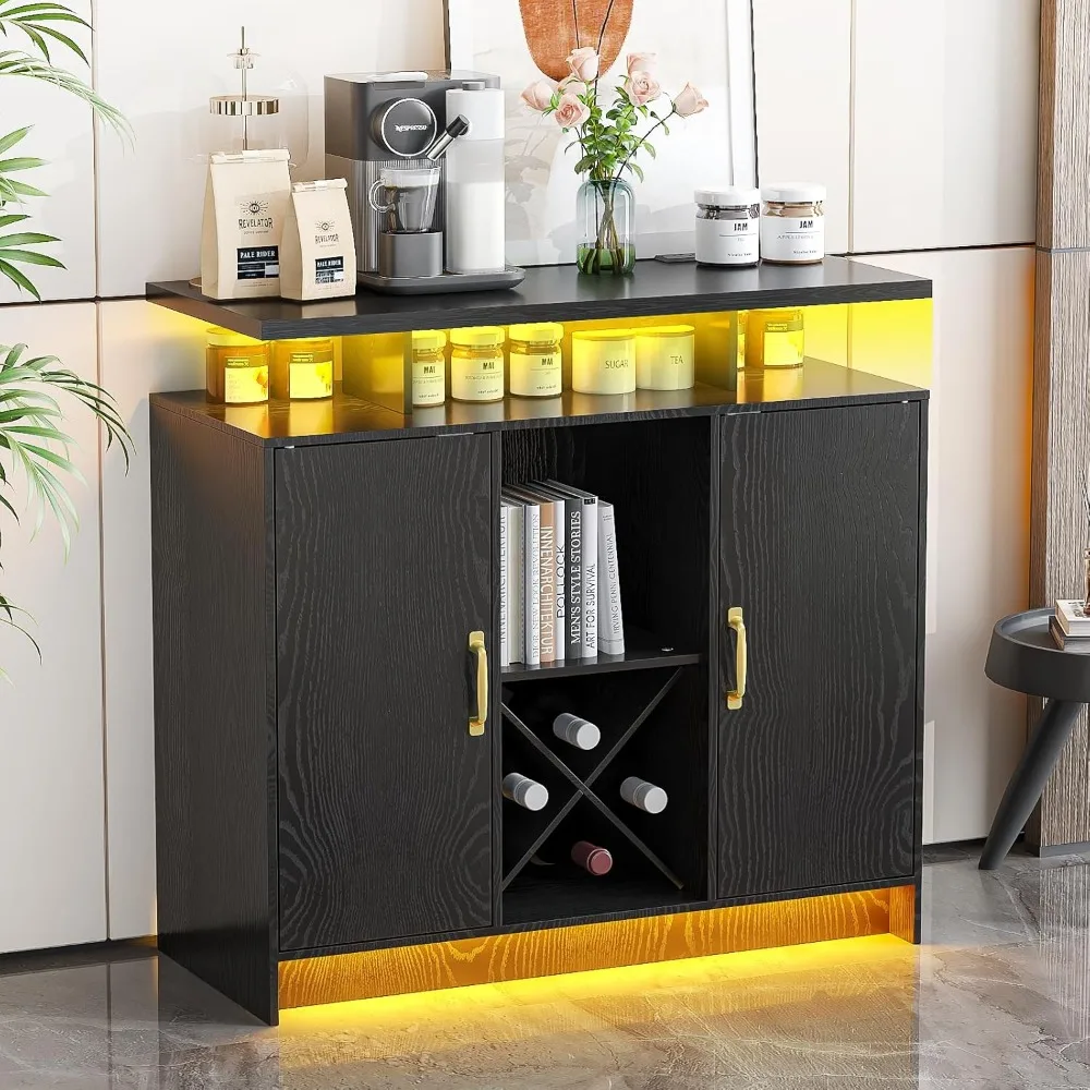 Wine Bar Cabinet with LED Light, Liquor Cabinets Sideboard with Removable Wine Rack & Power Outlet. Coffee Bar Cabinet for Kitch 
Wine Bar Cabinet with LED Light, Liquor Cabinets Sideboard with Removable Wine Rack & Power Outlet. Coffee Bar Cabinet for Kitch