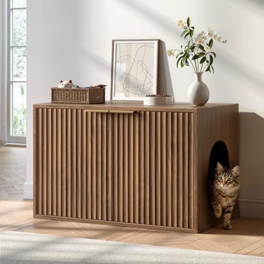 31.5" Cat Litter Box Enclosure Furniture, Large Hidden Litter Box Cabinet, Mid Century Modern Indoor Cat House Kitty End Table
31.5" Cat Litter Box Enclosure Furniture, Large Hidden Litter Box Cabinet, Mid Century Modern Indoor Cat House Kitty End Table