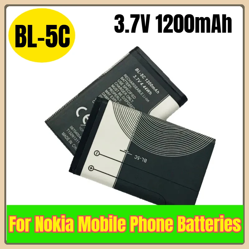 BL-5C 3.7V 1200mAh Mobile Phone Batteries for Nokia 6267 6270 6330 6555 6600 6620 6630 1100 1101 1110 1112 1208 BL5C
BL-5C 3.7V 1200mAh Mobile Phone Batteries for Nokia 6267 6270 6330 6555 6600 6620 6630 1100 1101 1110 1112 1208 BL5C
