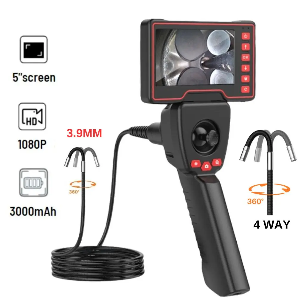3.9mm 4 Way 360° 5 Inch HD Screen Steering Endoscope for Engine Sewer Inspection Industrial Endoscope
3.9mm 4 Way 360° 5 Inch HD Screen Steering Endoscope for Engine Sewer Inspection Industrial Endoscope