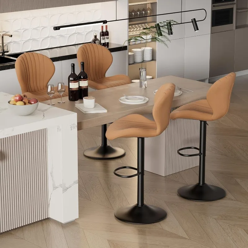 Modern Bar Stools Set of 4,Adjustable Swivel barstools,Counter Height Stool Chair with High Backrest for Dining Room, Brown
Modern Bar Stools Set of 4,Adjustable Swivel barstools,Counter Height Stool Chair with High Backrest for Dining Room, Brown