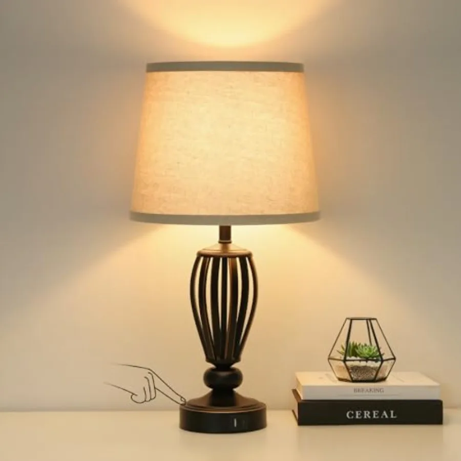 USB Bedside Lamp, 3-Way Dimmable Touch Table Lamp with USB C+A Charging Ports Industrial Table Lamp Black Metal Base Farmhouse
USB Bedside Lamp, 3-Way Dimmable Touch Table Lamp with USB C+A Charging Ports Industrial Table Lamp Black Metal Base Farmhouse