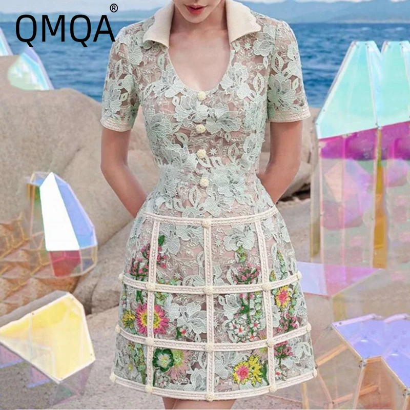 QMQA Fashion Women's Elegant Dress Lapel Single Button Flower Embroidery A-line Lace Evening Party Dresses 2025 Summer New QM546
QMQA Fashion Women's Elegant Dress Lapel Single Button Flower Embroidery A-line Lace Evening Party Dresses 2025 Summer New QM546