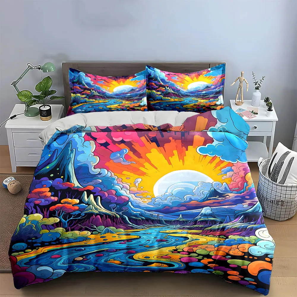 Colorful Landscape Art Set Bedding Set with 1 Duvet Cover 2 Pillowcases Single Double King Queen, Gift
Colorful Landscape Art Set Bedding Set with 1 Duvet Cover 2 Pillowcases Single Double King Queen, Gift