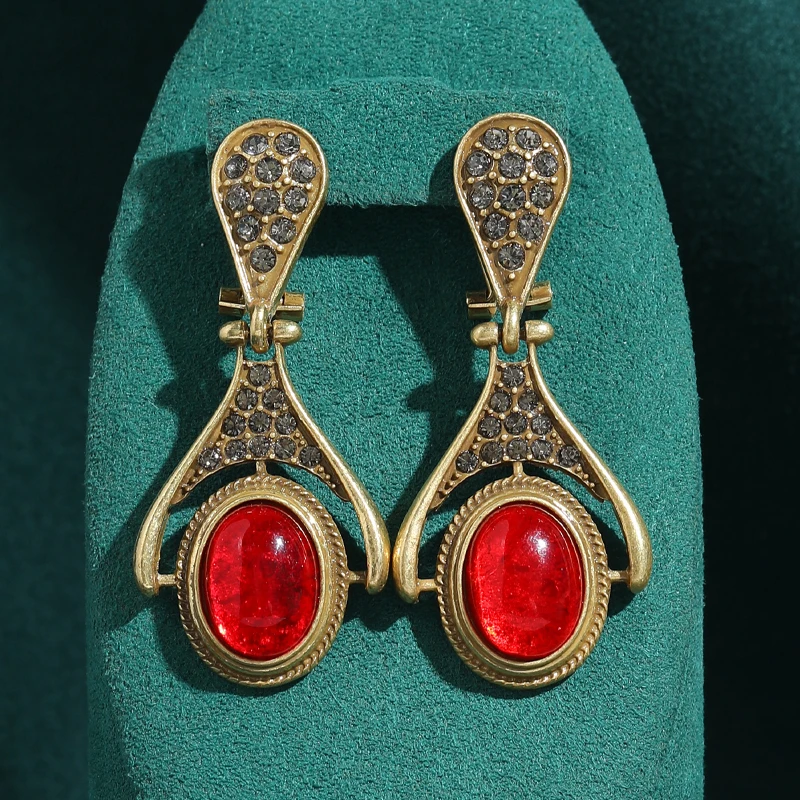 Vintage 18k Real Gold Color Red Agate Drop Earrings Luxury Woman Retro Rhinestones Accessories 2025 Trend Designer Jewelry New
Vintage 18k Real Gold Color Red Agate Drop Earrings Luxury Woman Retro Rhinestones Accessories 2025 Trend Designer Jewelry New