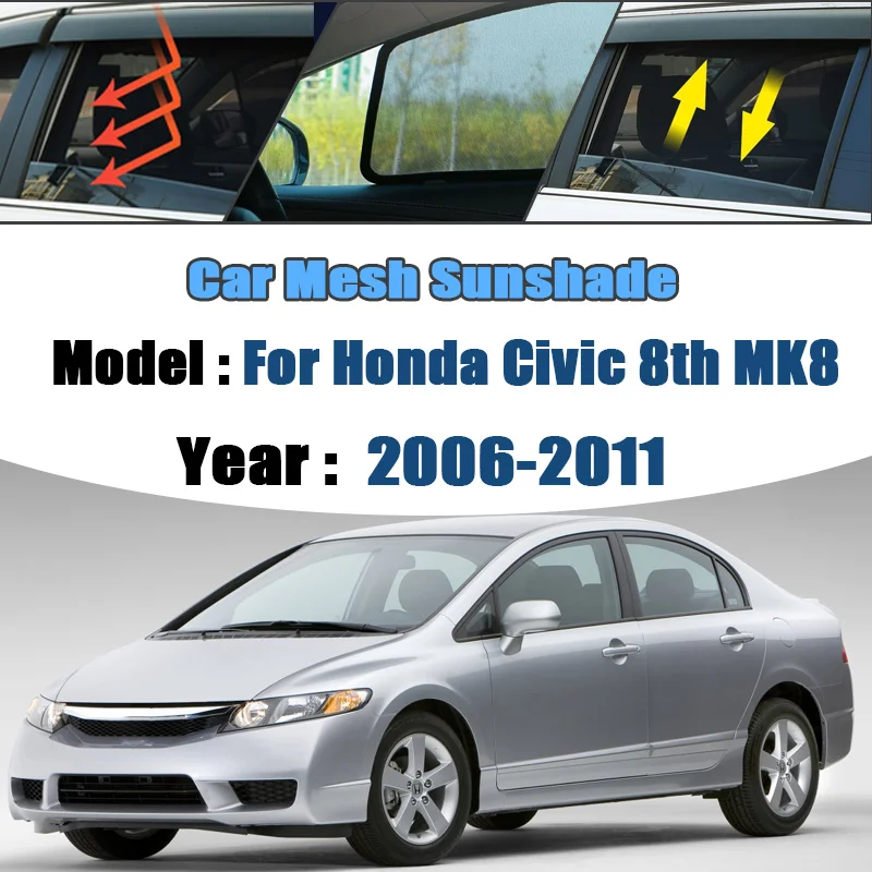 Солнцезащитные сетки для автомобиля Honda Civic 8-го поколения (MK8) Седан 2006-2011, магнитные шторки для окон, защита от солнца и комаров, автоаксессуары
Солнцезащитные сетки для автомобиля Honda Civic 8-го поколения (MK8) Седан 2006-2011, магнитные шторки для окон, защита от солнца и комаров, автоаксессуары