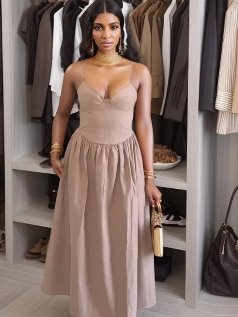 Fashion Backless Sexy Long Dress for Women 2025 Summer New Women's Strapless Sleeveless Medium and Long Sling Dress for Holiday
Fashion Backless Sexy Long Dress for Women 2025 Summer New Women's Strapless Sleeveless Medium and Long Sling Dress for Holiday