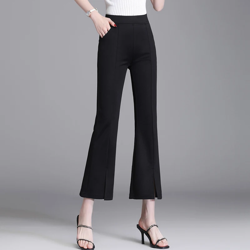 Women's Front-Slit Flare Pants Capris Summer High Waist Straight Leg Pants Korean Fashion Ladies Elegant Black Trousers
Women's Front-Slit Flare Pants Capris Summer High Waist Straight Leg Pants Korean Fashion Ladies Elegant Black Trousers