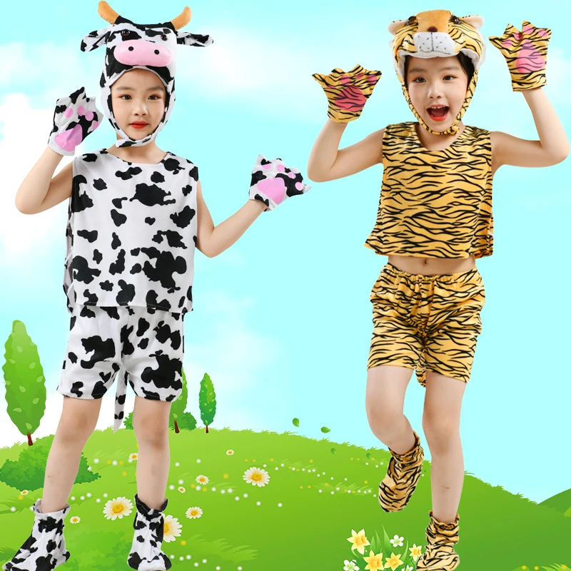 Kindergarten children play animal tiger cow elephant costume costume party animal theme short performance costume
Kindergarten children play animal tiger cow elephant costume costume party animal theme short performance costume