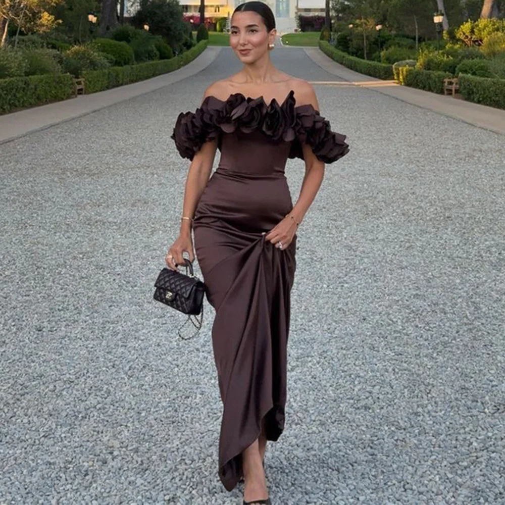 Коричневое атласное вечернее платье с открытыми плечами, вечернее платье с короткими рукавами по индивидуальному заказу, высокое качество, платья знаменитостей со шлейфом и цветами
Коричневое атласное вечернее платье с открытыми плечами, вечернее платье с короткими рукавами по индивидуальному заказу, высокое качество, платья знаменитостей со шлейфом и цветами