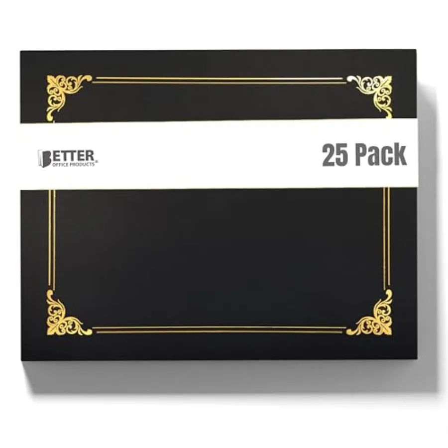 25 Pack Black Certificate Holders, Diploma Holders, Document Covers with Gold Foil Border, for Letter Size Paper, 25 Count, Bla
25 Pack Black Certificate Holders, Diploma Holders, Document Covers with Gold Foil Border, for Letter Size Paper, 25 Count, Bla