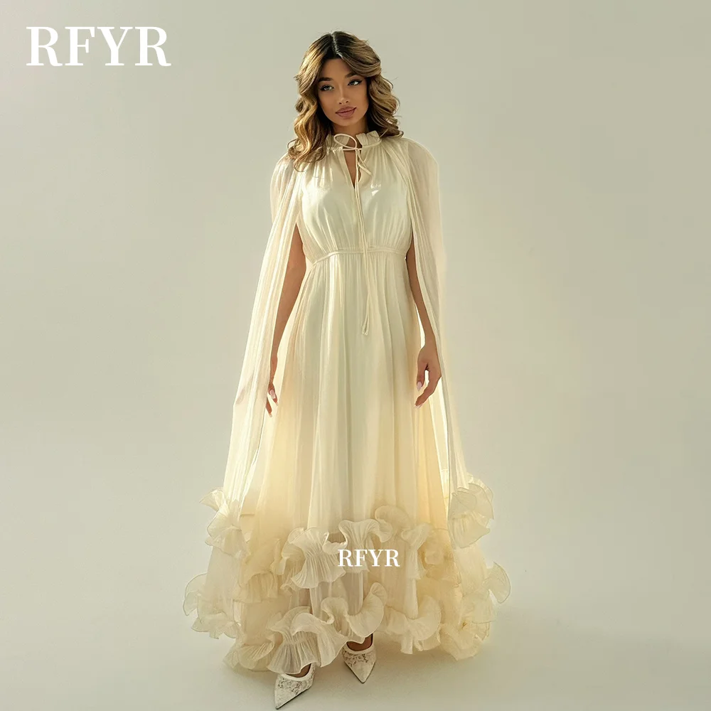 RFYR A Line Flowy Cape Sleeve Prom Dress with Ruffles Tiered Party Dress with Layers Gala Dress vestidos de fiesta Customized
RFYR A Line Flowy Cape Sleeve Prom Dress with Ruffles Tiered Party Dress with Layers Gala Dress vestidos de fiesta Customized