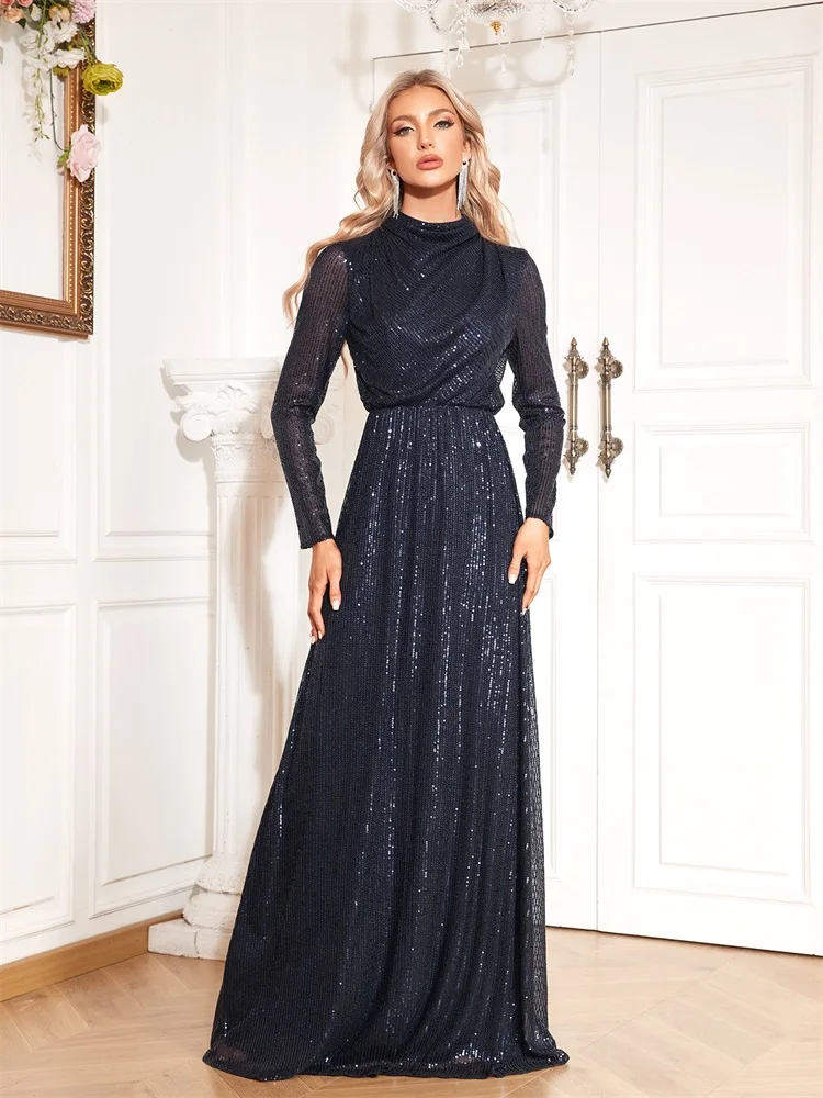 Lucyinlove Luxury Sequin Evening Dresses Long Sleeve Blue High Collar Mermaid Women's Evening Gown Formal Party Cocktail Dress
Lucyinlove Luxury Sequin Evening Dresses Long Sleeve Blue High Collar Mermaid Women's Evening Gown Formal Party Cocktail Dress